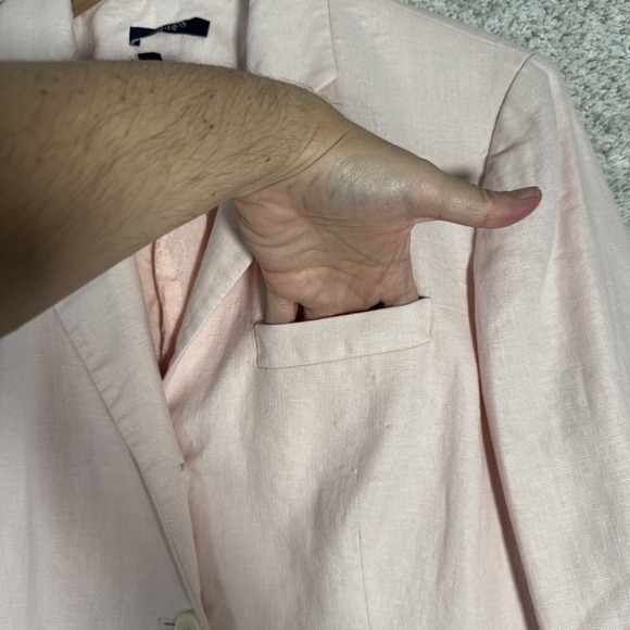 Vintage Chaps Tailored Linen Blazer Light Pink Size 12 Dress‎ Up or Casual - Picture 5 of 11